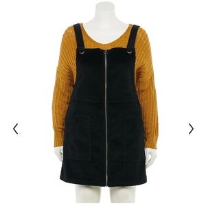 Juniors' Plus Size SO Zip-Front Overall Dress NWT